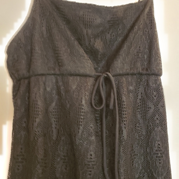 Black lace fringe elastic/strethy mini dress - Picture 3 of 7